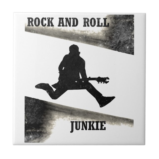 Azulejo De Cerámica Adicto al Rock and Roll (Frente)