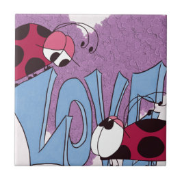 Azulejo De Cerámica Adorable Ladybug Love Personalizado