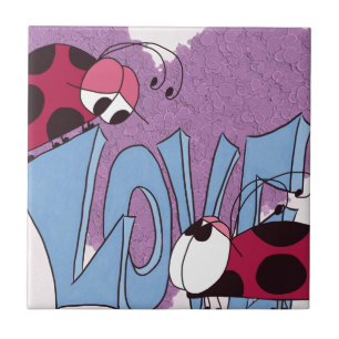 Azulejo De Cerámica Adorable Ladybug Love Personalizado
