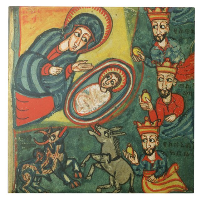AZULEJO DE CERÁMICA ADORACIÓN DEL PARQUE DE NAVIDADES DE NATIVIDAD DE  (Frente)