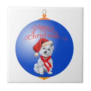 Azulejo De Cerámica Adorno de Navidad Westie