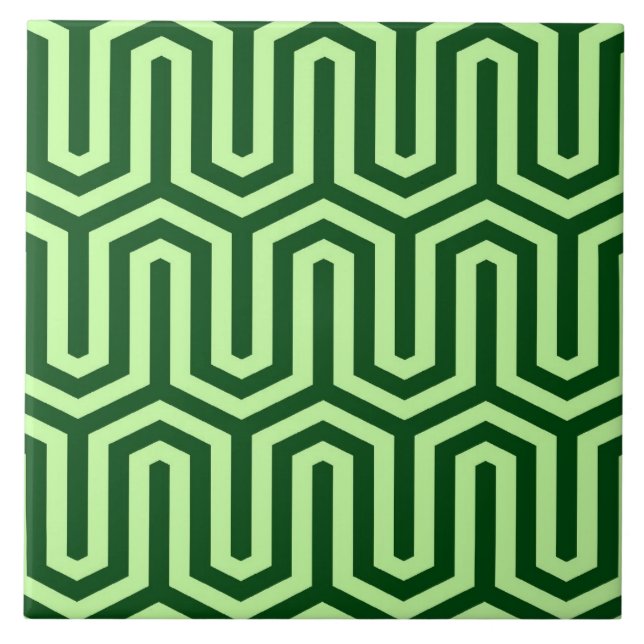 Azulejo De Cerámica Adorno egipcio de Deco - verde del pino (Frente)