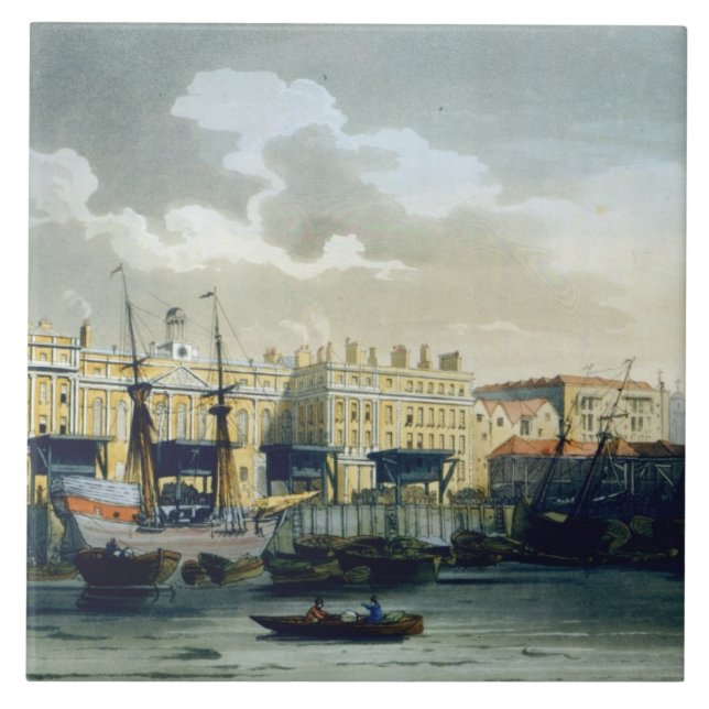 Azulejo De Cerámica Aduanas del río Támesis, de Ackermann (Frente)