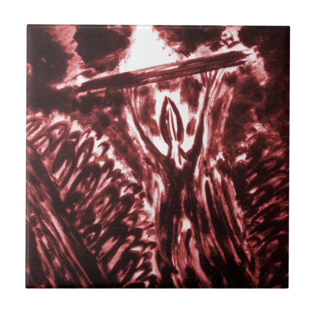 Azulejo De Cerámica Advertir sobre el mal (Frente)