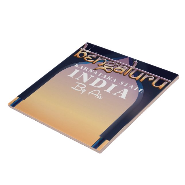 Azulejo De Cerámica Afiche de viaje de Bengaluru, India (Lado)