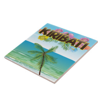 Azulejo De Cerámica Afiche de viaje de la isla de Kiribati