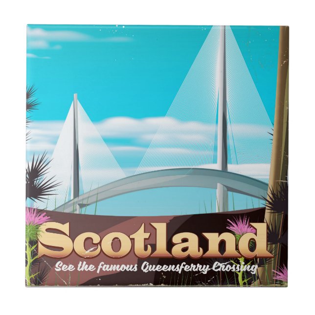 Azulejo De Cerámica Afiche de viaje de Scotland Queensferry Crossing (Frente)