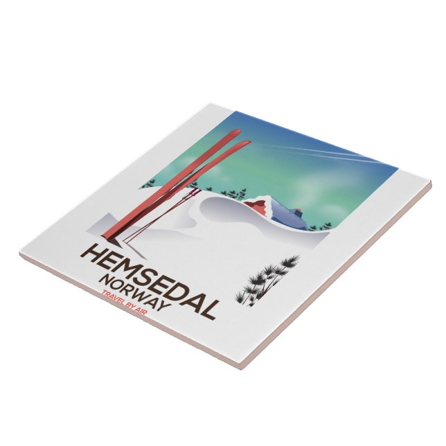 Azulejo De Cerámica Afiche de viaje para esquí de Hemsedal (Lado)