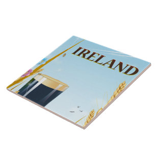Azulejo De Cerámica Afiche de viajes de paisajes pintados de Irlanda