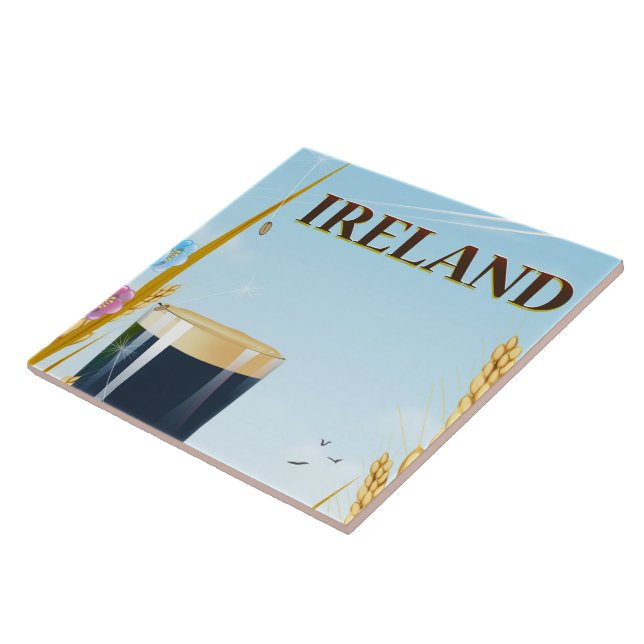 Azulejo De Cerámica Afiche de viajes de paisajes pintados de Irlanda (Lado)