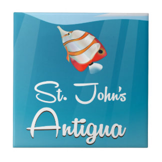 Azulejo De Cerámica Afiche de viajes de St. John, Antigua y Barbuda