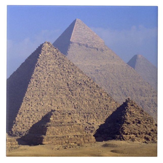 Azulejo De Cerámica África, Egipto, El Cairo, Giza. Grandes pirámides (Frente)