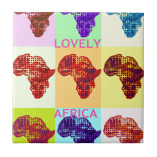 Azulejo De Cerámica ÁFRICA ENCANTADORA diseño de mapa colorido