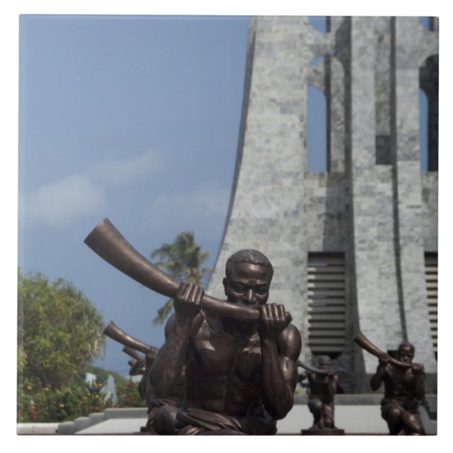 Azulejo De Cerámica África, Ghana, Accra. Mausoleo Nkrumah, 2 final (Frente)