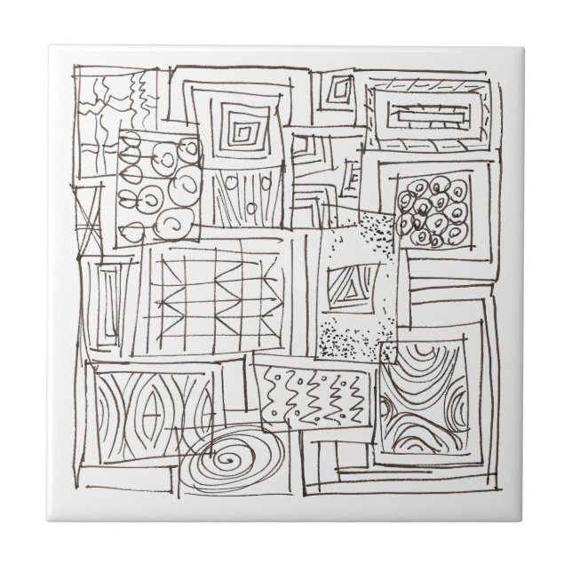 Azulejo De Cerámica Afuera de la caja-Negro y Blanco Moderno Bauhaus A (Frente)