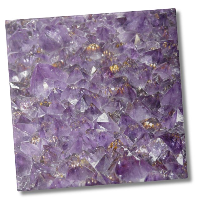 Azulejo De Cerámica Agate Purple Crystal (Purple Amethyst Crystal Stone Print Tile)
