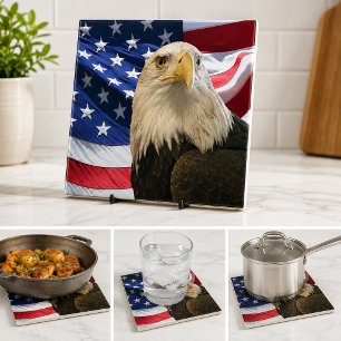 Azulejo De Cerámica Águila calva americana Decoración patriótica de la