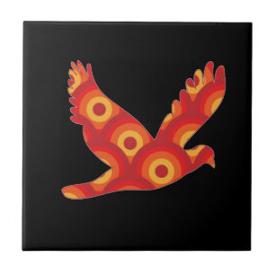Azulejo De Cerámica Águila de círculos retro funky