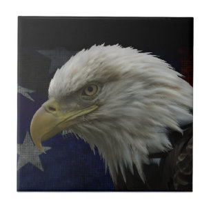 Azulejo De Cerámica Águila Patriótica y Bandera