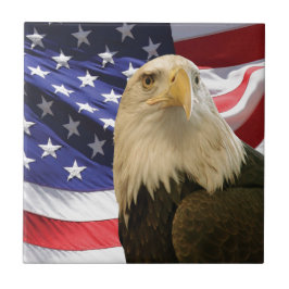 Azulejo De Cerámica Águila y bandera de los Estados Unidos