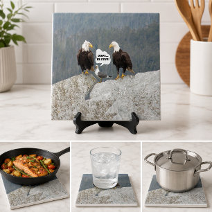 Azulejo De Cerámica Águilas calvas divertidas gaviota humor vida silve