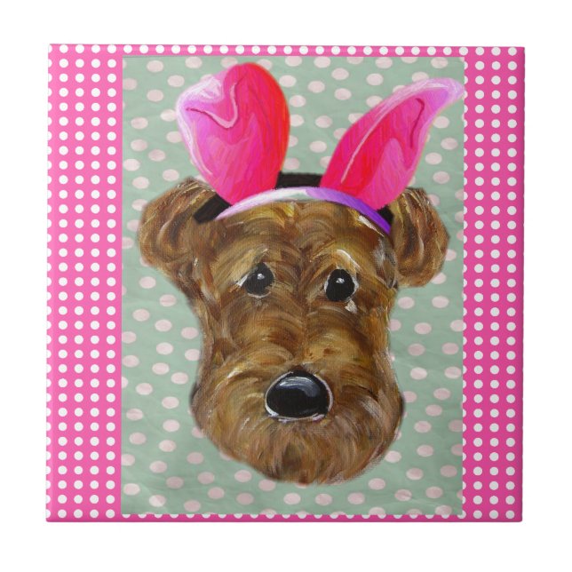 AZULEJO DE CERÁMICA AIREDALE DE PASCUA (Frente)