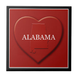 Azulejo De Cerámica Alabama Heart Map Tile
