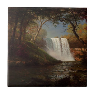Azulejo De Cerámica Albert Bierstadt Pintando la cascada del bosque De