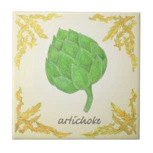 Azulejo De Cerámica alcachofa con hojas de diseño clásico