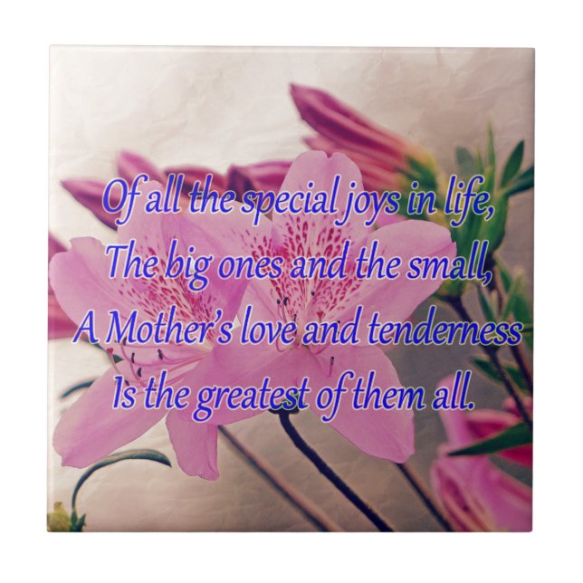 Azulejo De Cerámica Alegría especial del Día de la Madre (Frente)