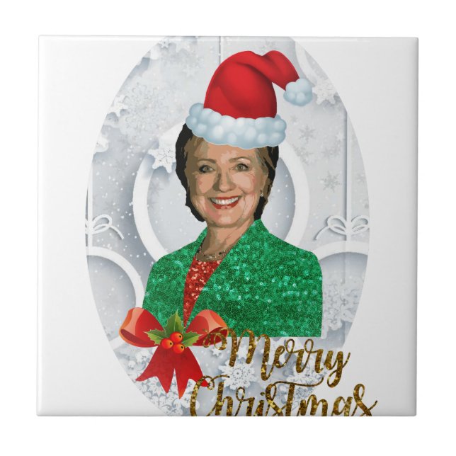 Azulejo De Cerámica alegry xmas Hillary clinton (Frente)