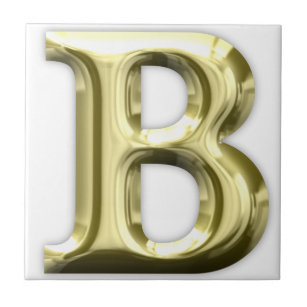 Azulejo De Cerámica Alfabeto brillante de oro de la letra B