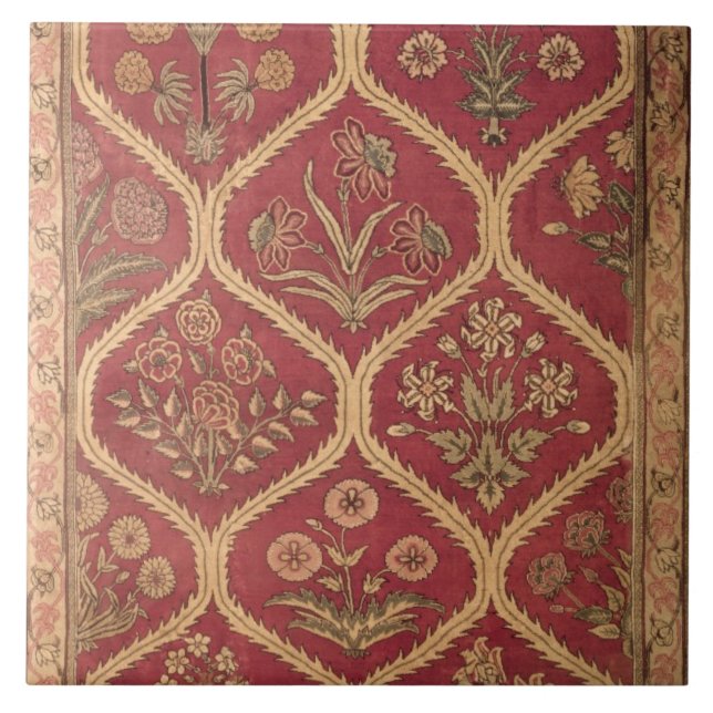 Azulejo De Cerámica Alfombra persa o turca, décimosexto/siglo XVII (Frente)