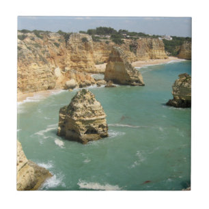 Azulejo De Cerámica Algarve, Portugal, playa de Benagil y acantilados