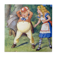 Alicia y un Tweedledum enojado en el país de las