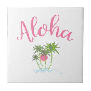Azulejo De Cerámica Aloha Beach Bebidas en Summera de estilo hawaiano