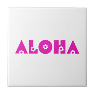 Azulejo De Cerámica Aloha en flores rosadas