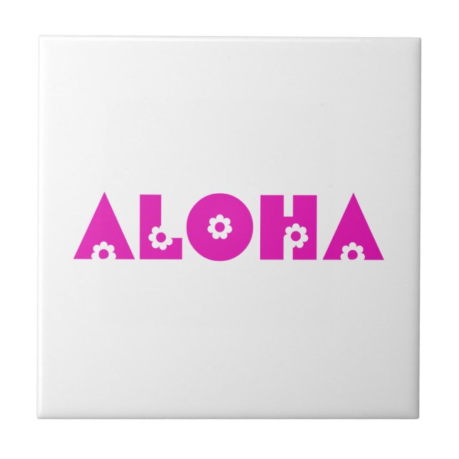 Azulejo De Cerámica Aloha en flores rosadas (Frente)
