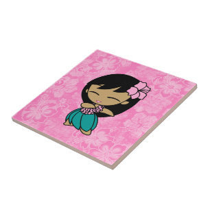 Azulejo De Cerámica Aloha Honeys Hula Chica Hibiscus Tile Trivets
