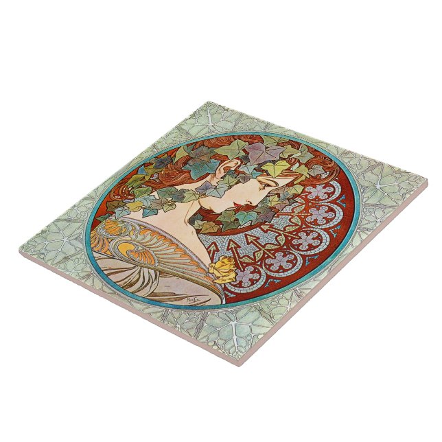 Azulejo De Cerámica Alphonse Mucha Ivy (Lado)