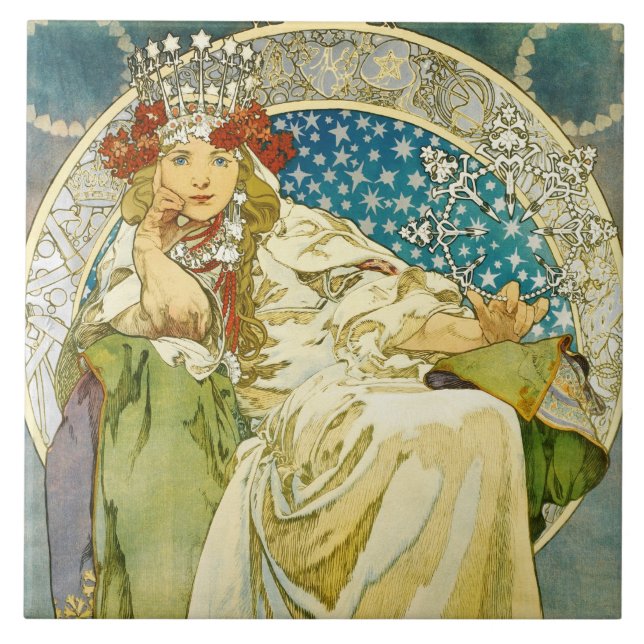 Azulejo De Cerámica Alphonse Mucha Princess Hyacinth Art Nouveau (Frente)