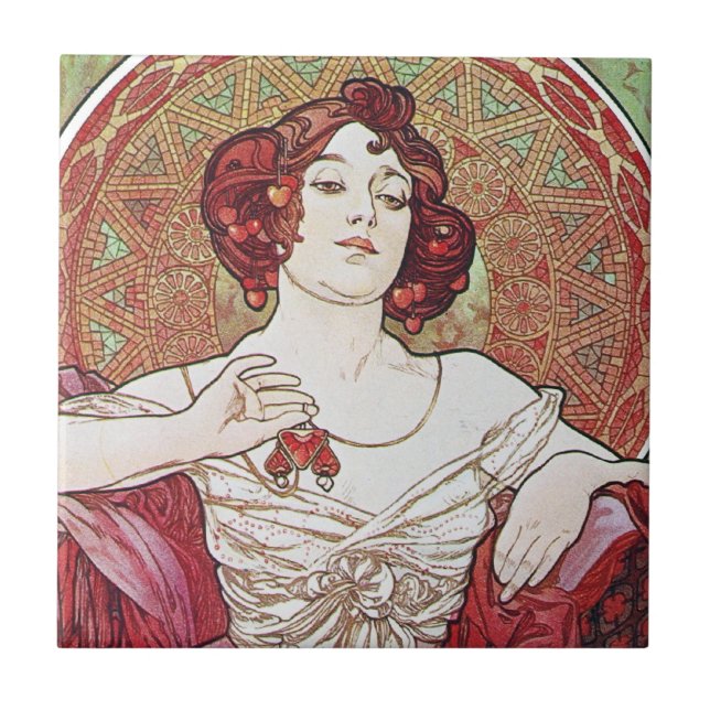 Azulejo De Cerámica Alphonse Mucha Ruby (Frente)