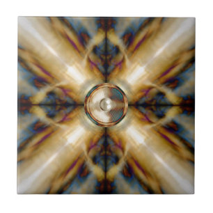 Azulejo De Cerámica Altavoz musical de fondo dorado