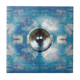 Azulejo De Cerámica Altavoz musical y cielo azul turbio
