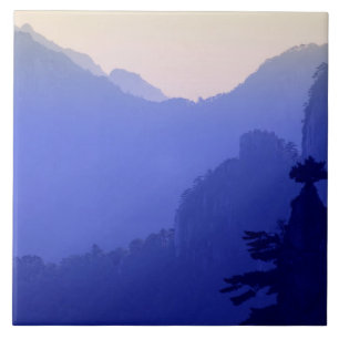 Azulejo De Cerámica Amanecer, Montaña Amarilla, Huangshan, China