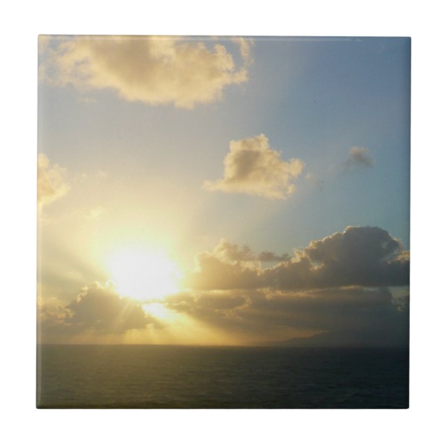 Azulejo De Cerámica Amanecer sobre San Juan II Puerto Rico (Frente)