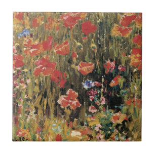 Azulejo De Cerámica Amapolas por Robert Vonnoh, Impresionismo Vintage