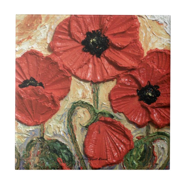Azulejo De Cerámica Amapolas rojas (Frente)