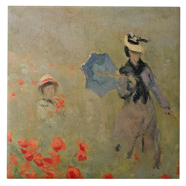 Azulejo De Cerámica Amapolas salvajes de Claude Monet el |, cerca de (Frente)