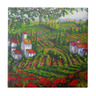 Azulejo De Cerámica Amapolas y viñedos